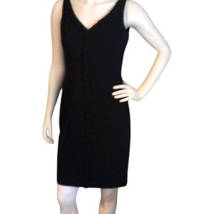 Carmen Marc Valvo Dress Ruffle Trim V Neck Sheath Size 8